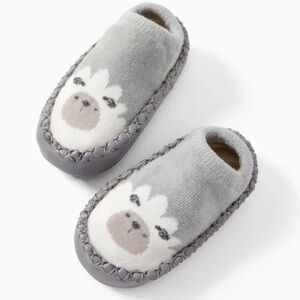 PatPat Grey Plush Lamb Slip-On Moccasin Slippers for Kids